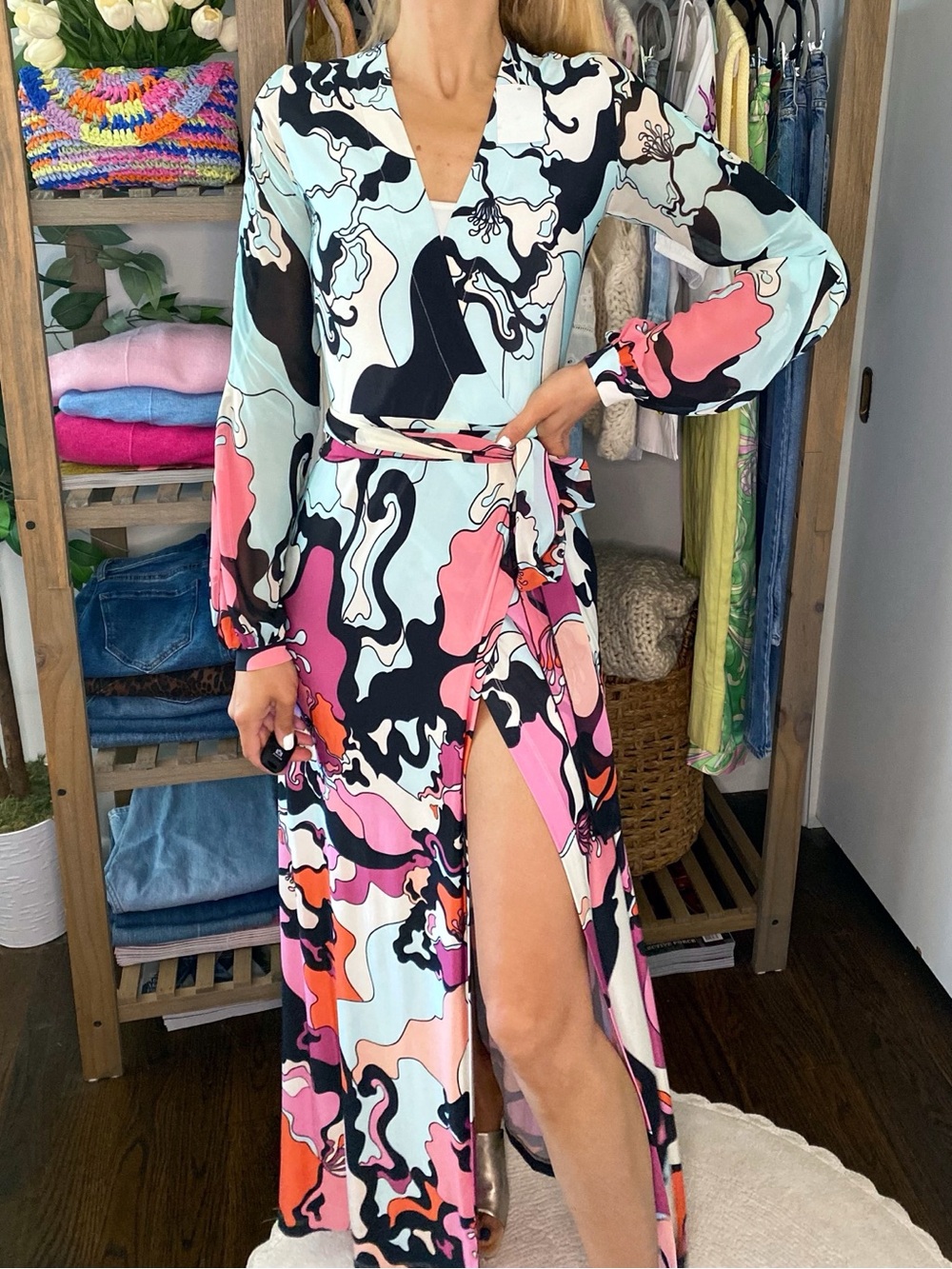 ANALILI Wrap Maxi Dress in Aqua, Pink, Black, Cream! 🌸